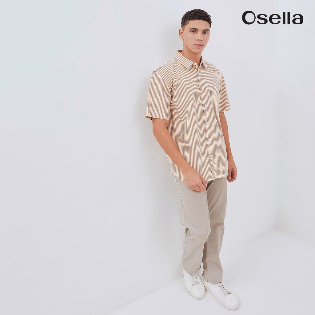 Osella Ethan Short Sleeve Vertical Stripe Shirt 2030500282 | Kemeja Lengan Pendek Pria