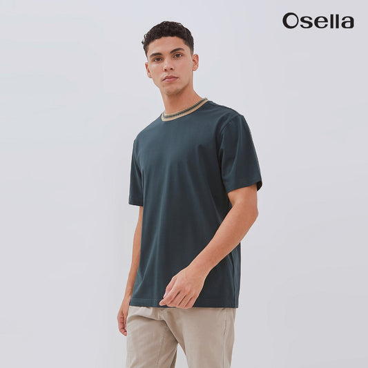 Osella Magnus Stripes Neck Rib Regular Fit T-Shirt 20715021 | Atasan Kaos Lengan Pendek Pria