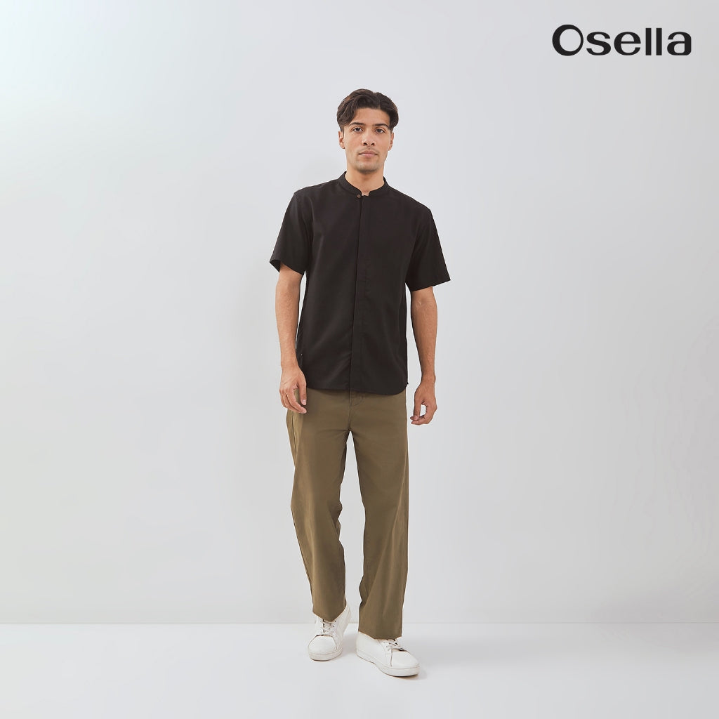 Osella Ziyyad Short Sleeve Stand Collared Shirt 203W6601 | Kemeja Lengan Pendek Pria