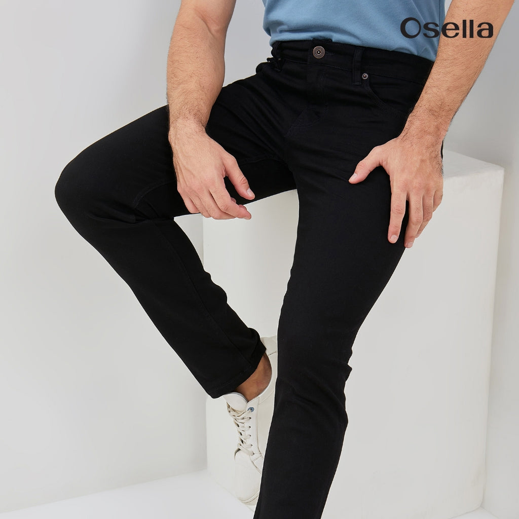 Osella Onyx Slim Fit Jeans In Raw Black 108O660143 | Celana Denim Panjang Pria