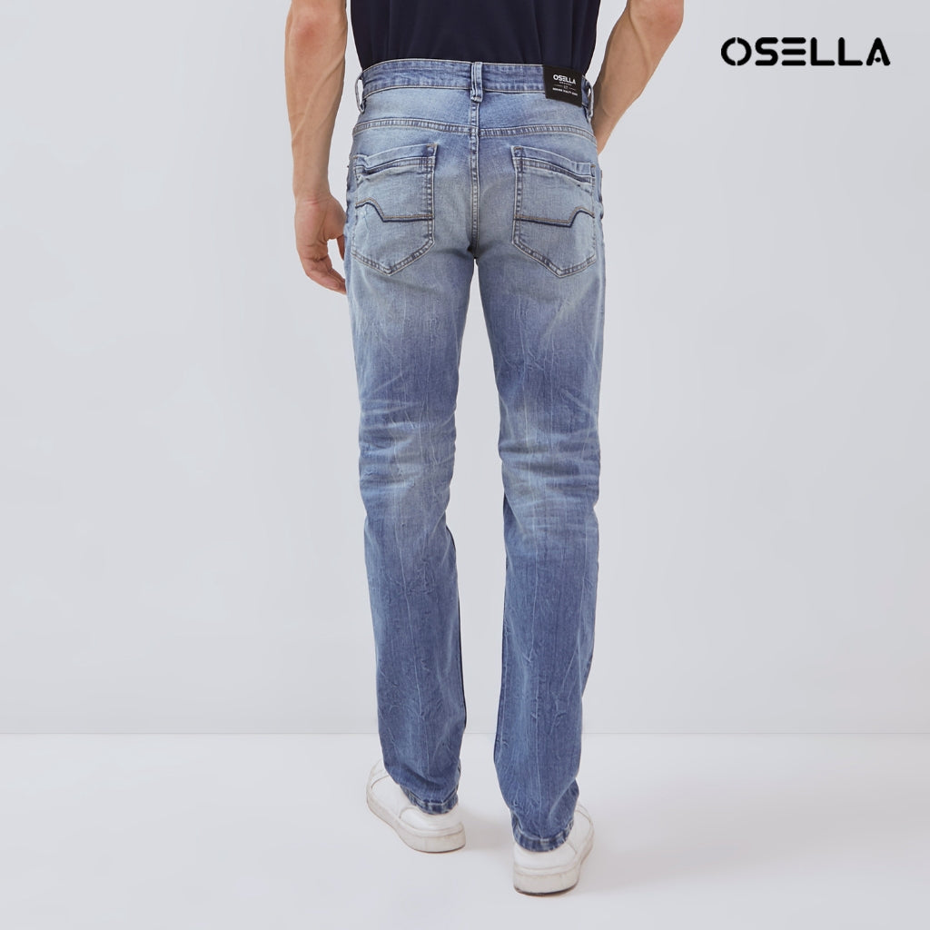 Osella Leo Slim Fit Denim Jeans In Medium Blue Wash 208O4013A2 | Celana Jeans Pria
