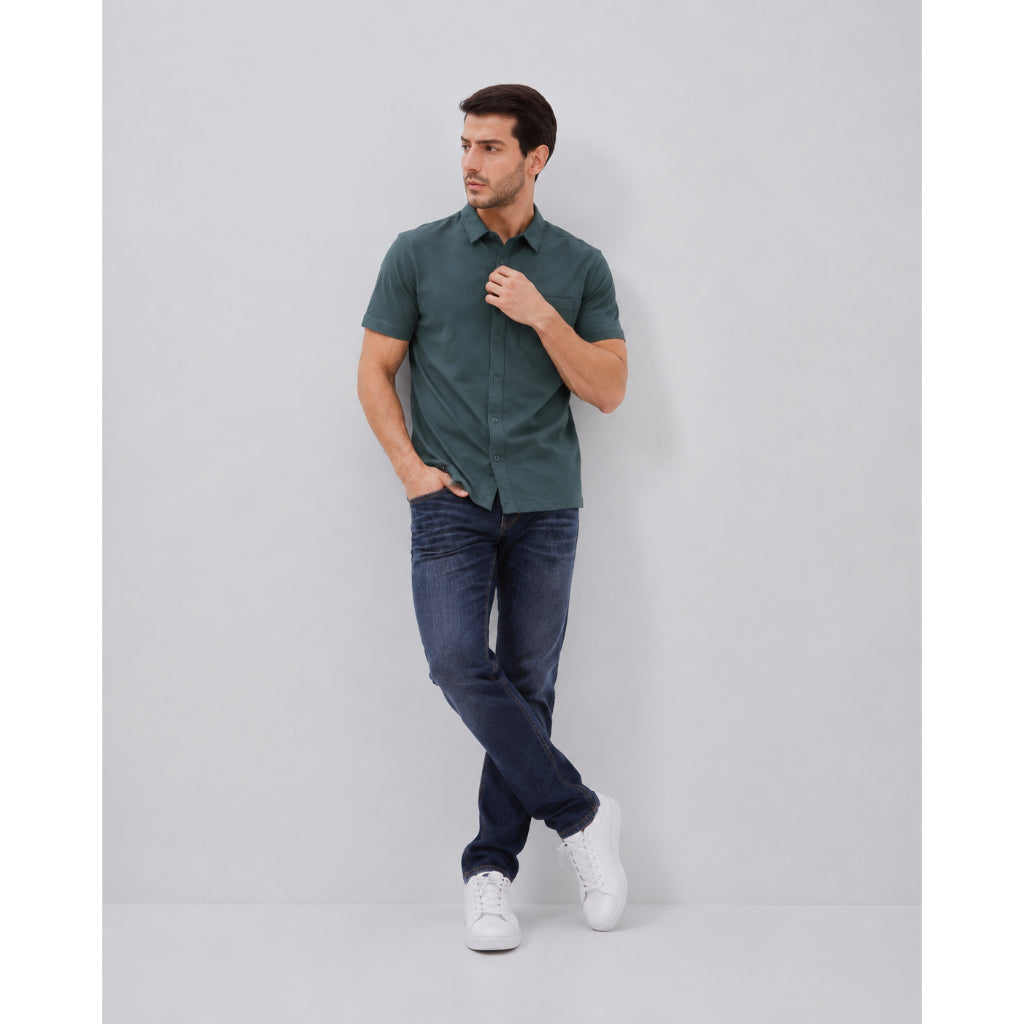 Osella Baby Pique Knit Shirt 20326603 | Atasan Kemeja Basic Lengan Pendek Pria