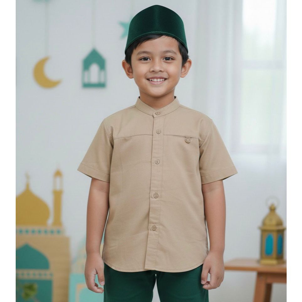 Osella Wayne Regular Fit Koko Short Shirt 223W6602 | Atasan Kemeja Koko Lengan Pendek Anak Laki Laki