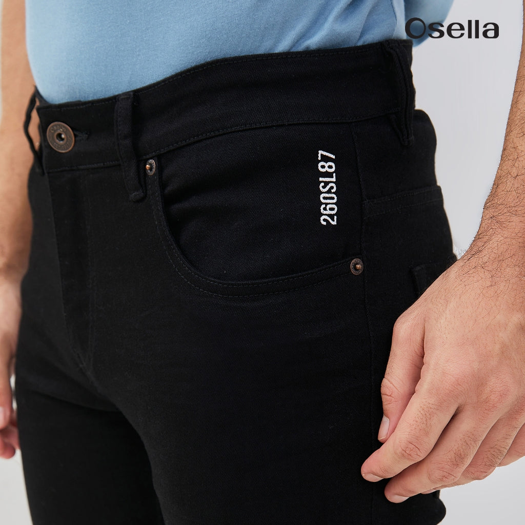 Osella Onyx Slim Fit Jeans In Raw Black 108O660143 | Celana Denim Panjang Pria
