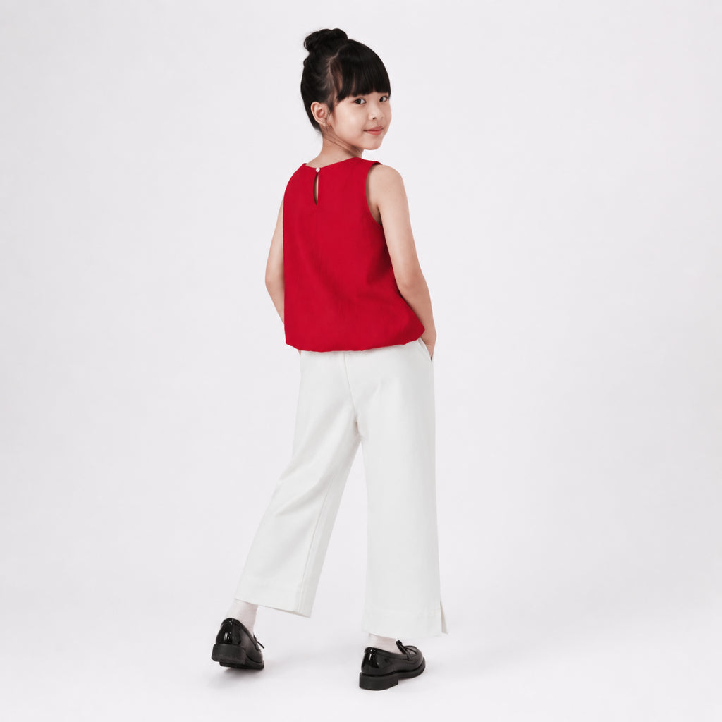Osella Kids - Wide Leg Denim With Flower Pacth 238O500401 | Celana Jeans Panjang Anak Perempuan