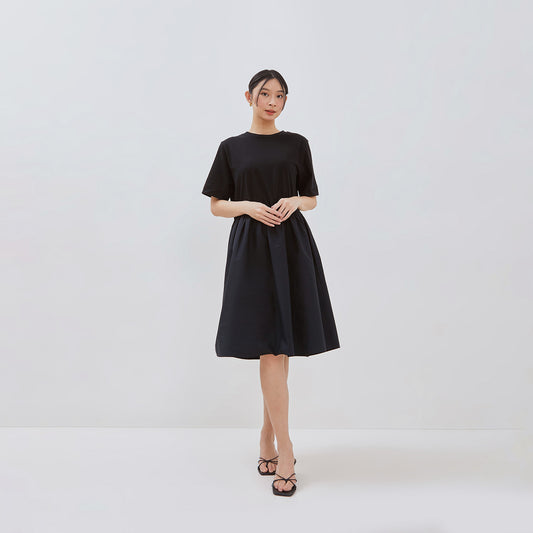 Osella Contrast-Panel Midi Dress In Black