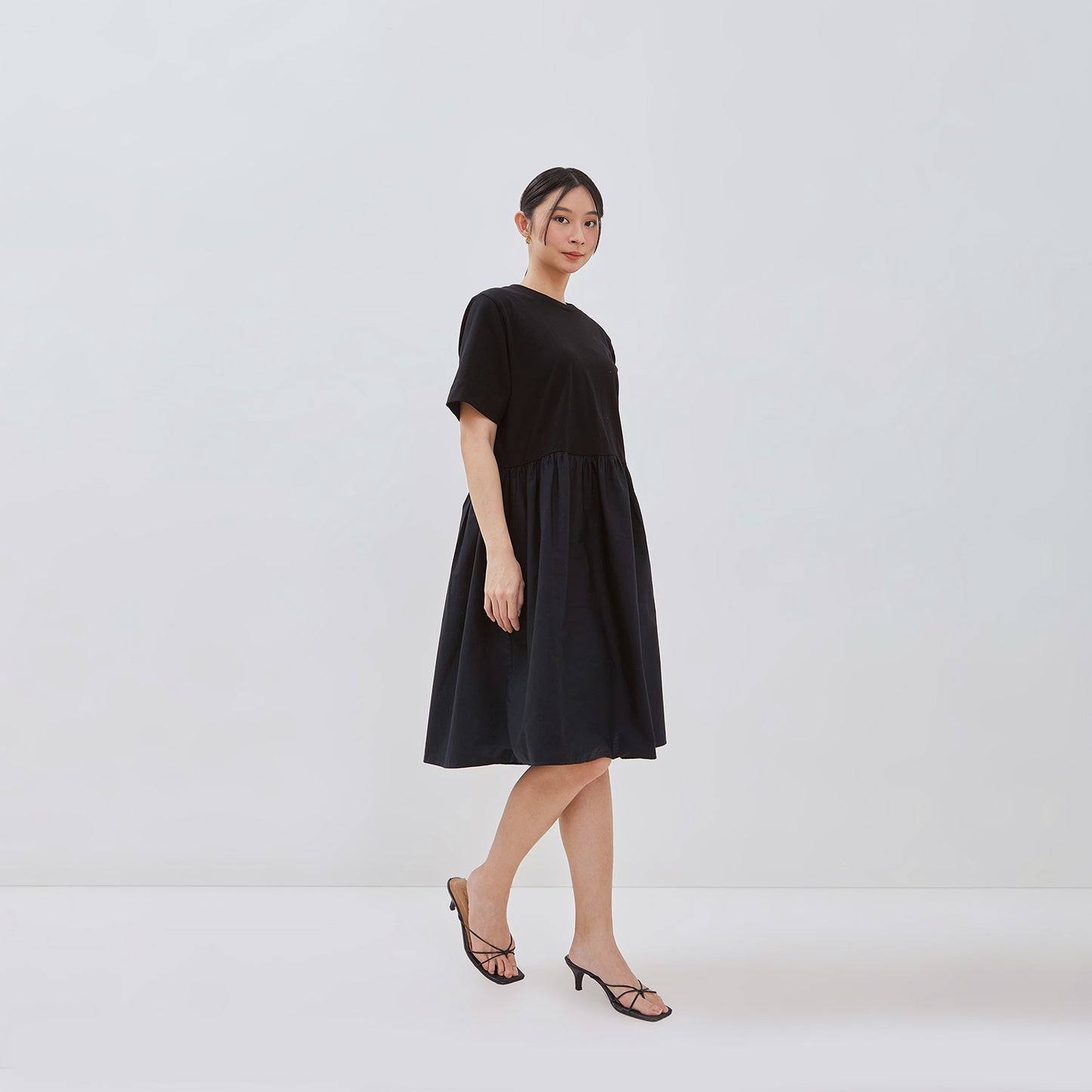 Osella Contrast-Panel Midi Dress In Black