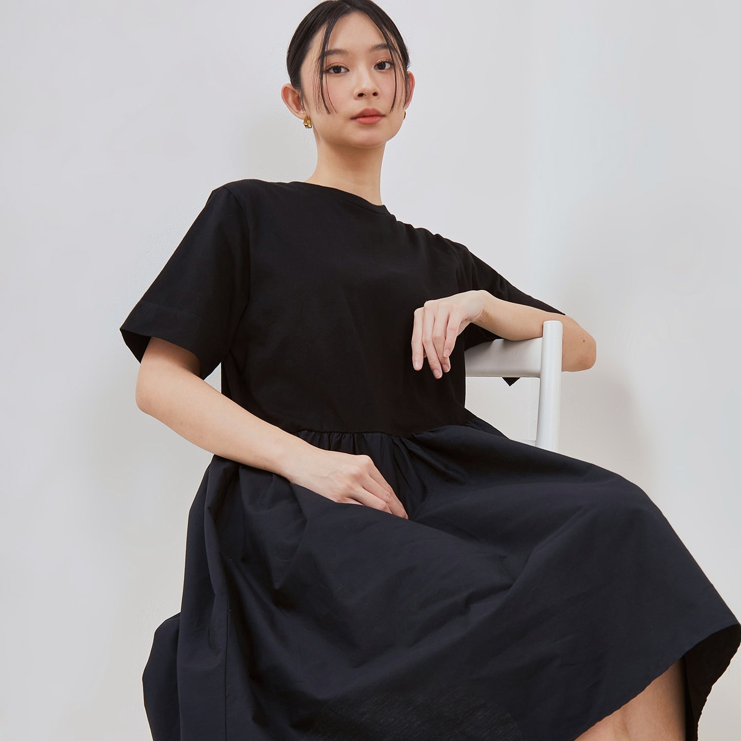 Osella Contrast-Panel Midi Dress In Black