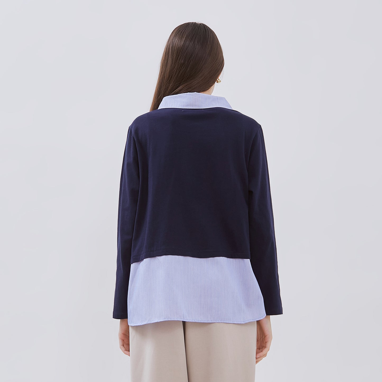 Osella Long Sleeve Sweatshirt With Stripe Shirt Combination In Blue