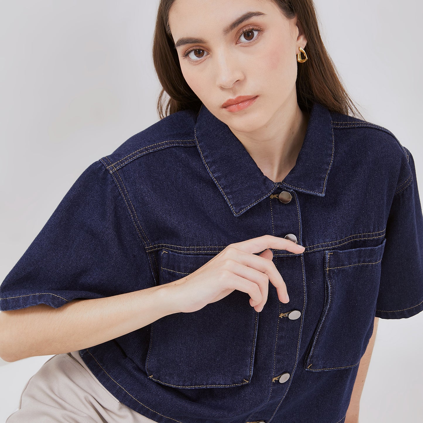 Osella Denim Cropped Shirt