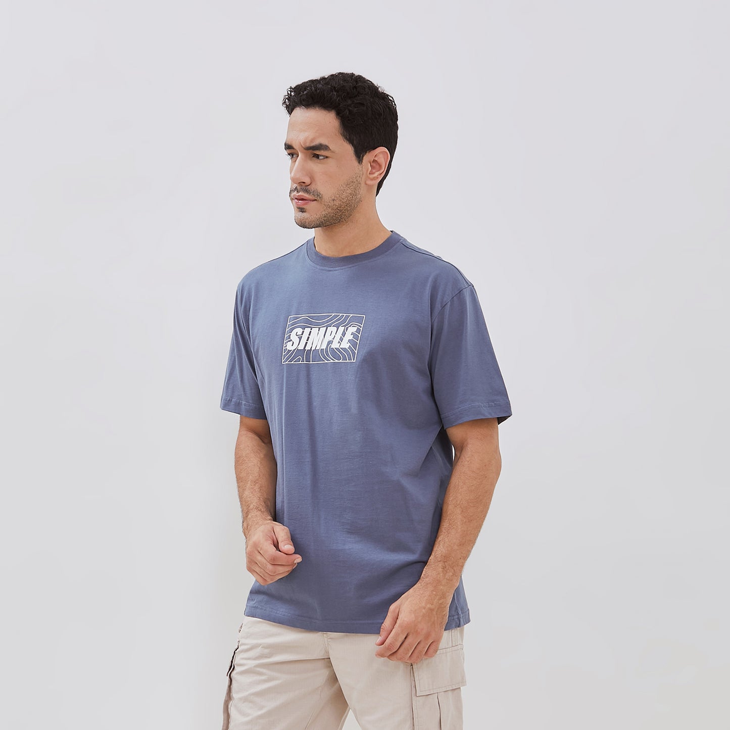 Osella Regular Fit Simple Print T-shirt In Stone Blue