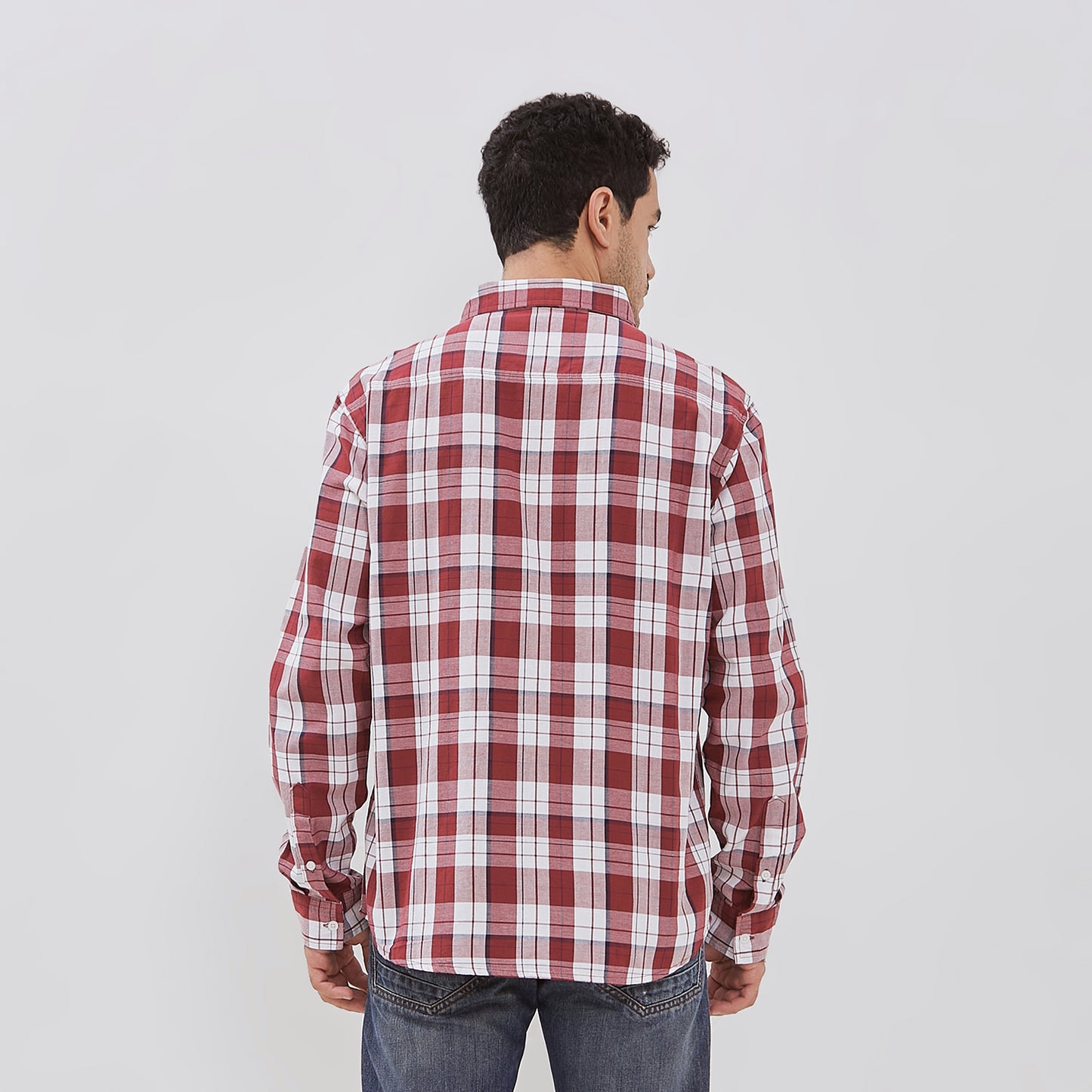 Osella Long Sleeve Checkered Shirt In Red, White And Black Detailing