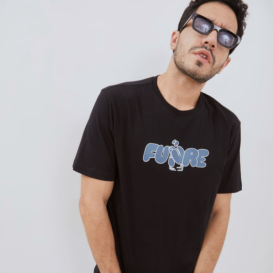 Osella Regular Fit Printed T-Shirt In Black