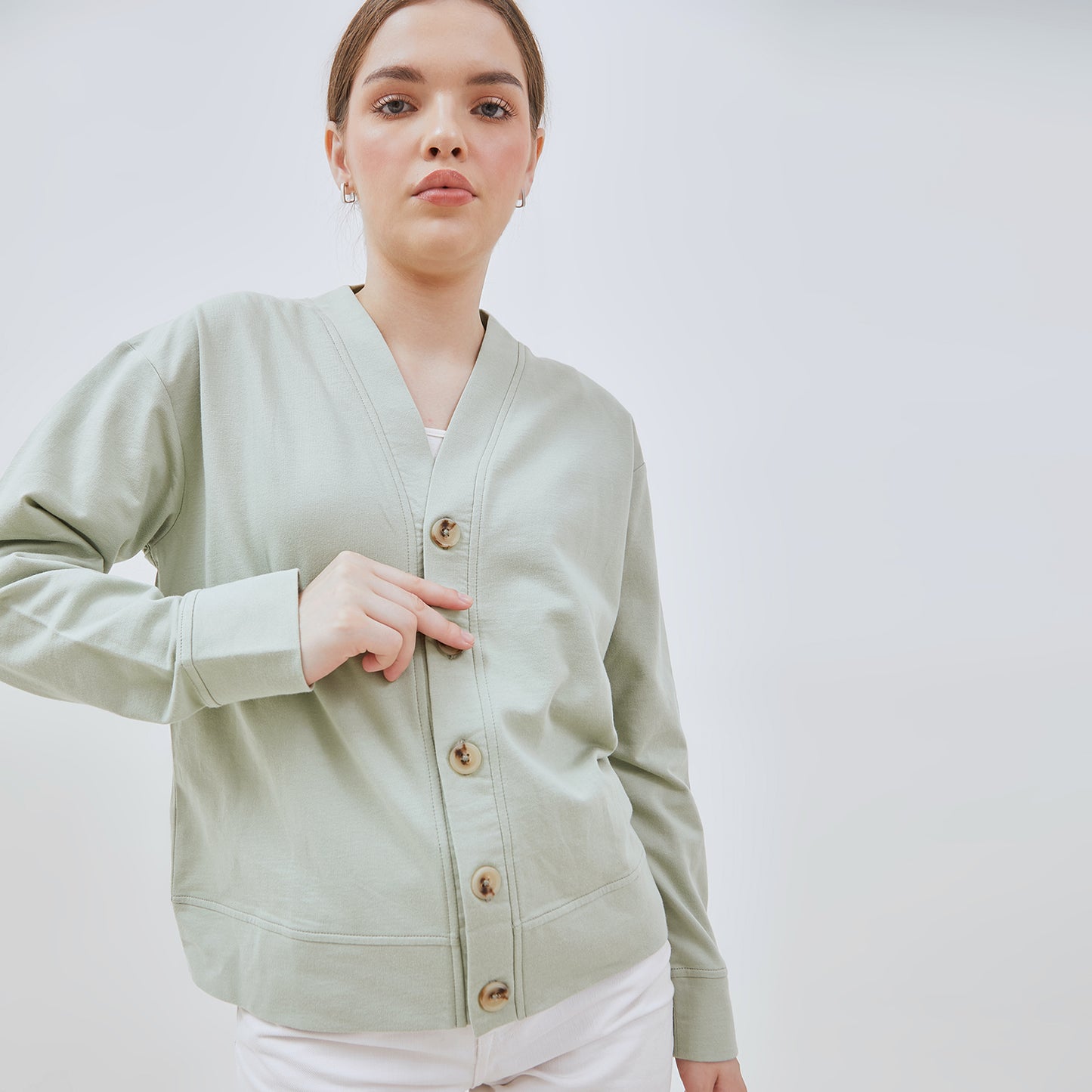 Osella Esme Cardigan In Sage Green