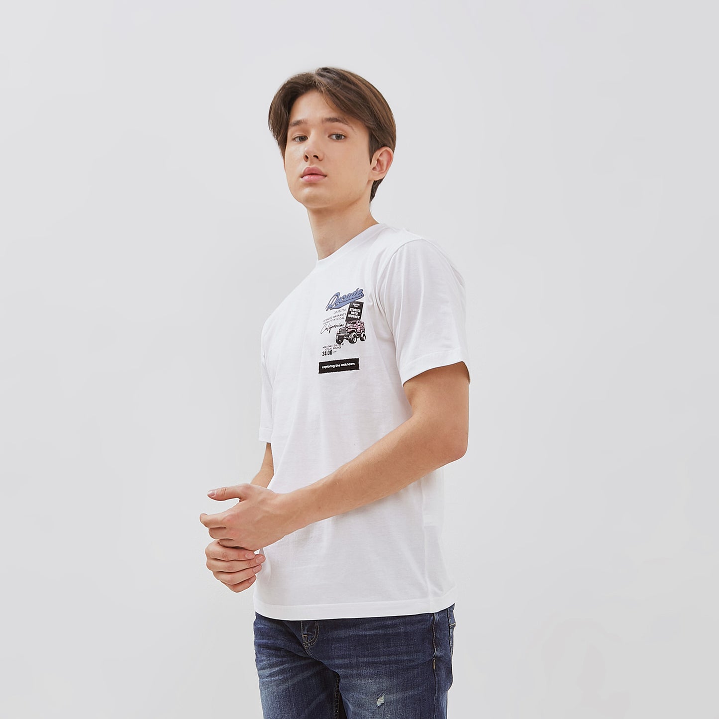 Osella Regular Fit Print Decade T-Shirt In White