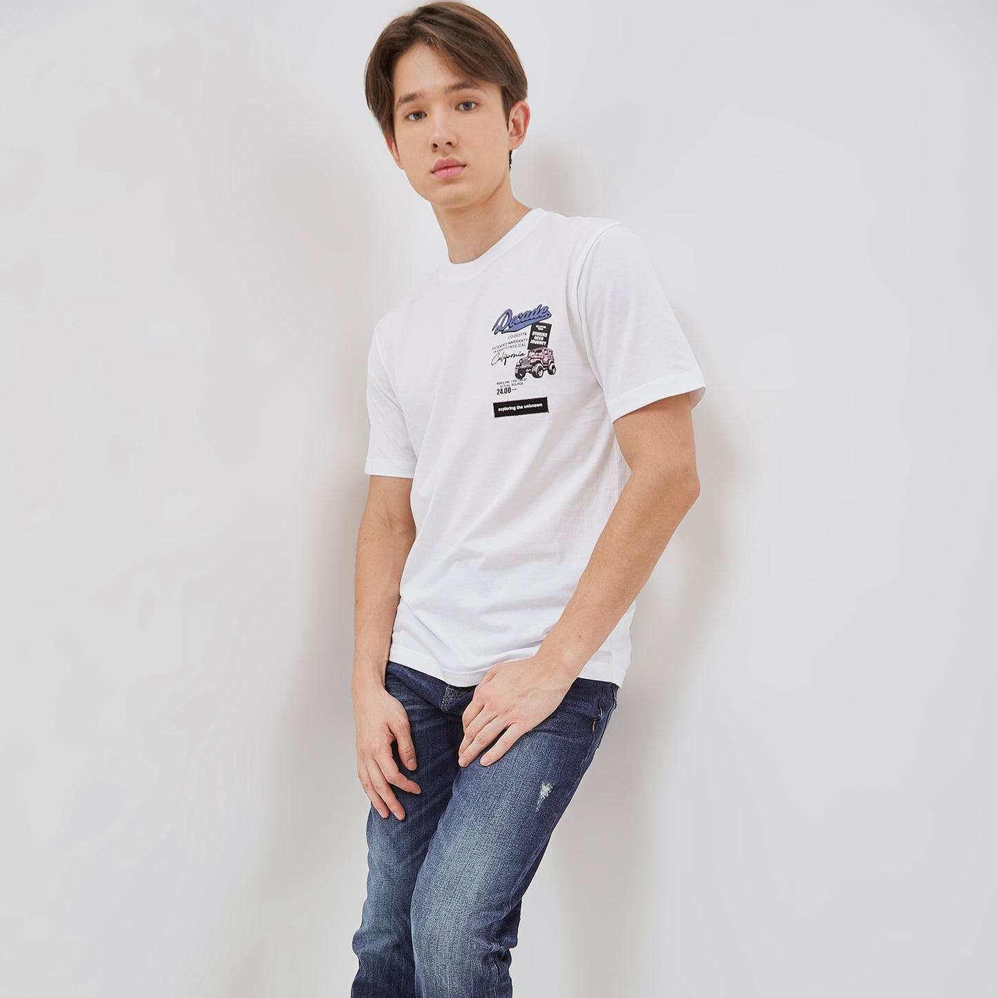 Osella Regular Fit Print Decade T-Shirt In White