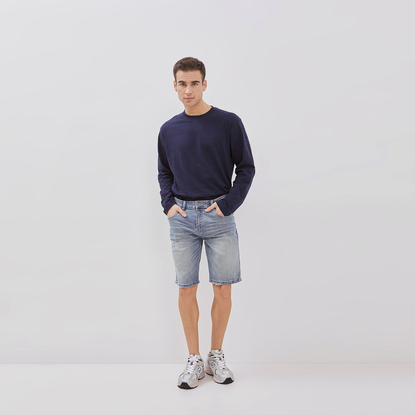 Osella Keith Short Denim Jeans In Light Blue Wash