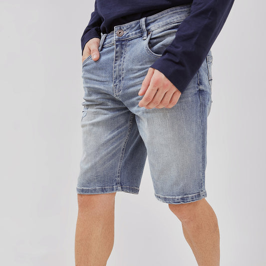 Osella Keith Short Denim Jeans In Light Blue Wash