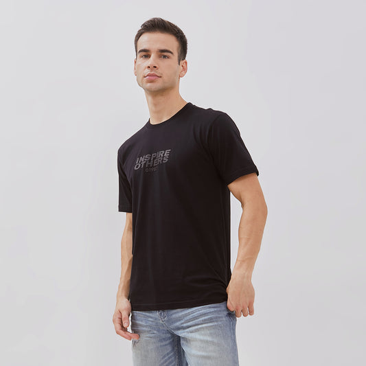 Osella Regular Fit Tone On Tone Print Short Sleeve T-shirt In Black