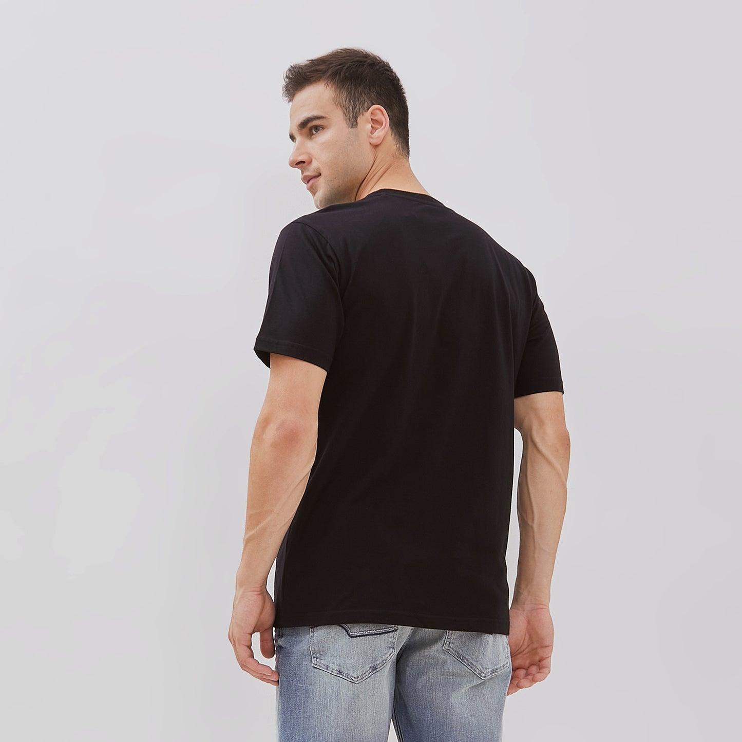 Osella Regular Fit Tone On Tone Print Short Sleeve T-shirt In Black