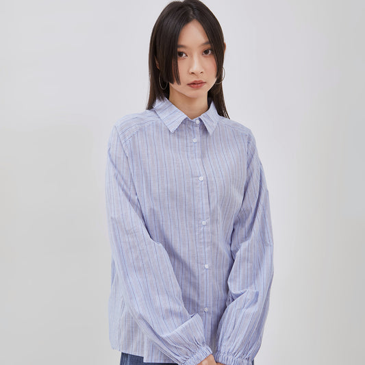 Osella Raglan Sleeve Shirt With Blue And White Stripe Pattern