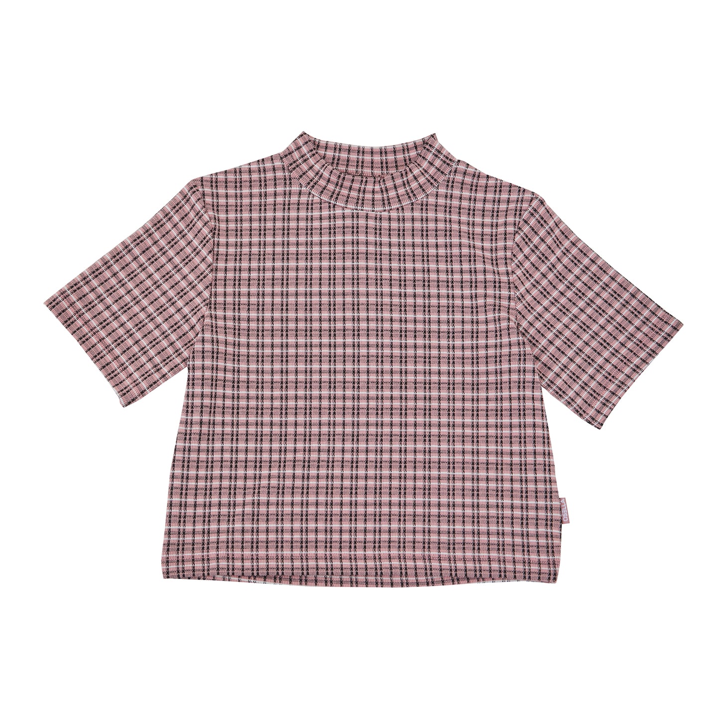 Osella Plaid Pattern Mock Neck T-shirt In Pink