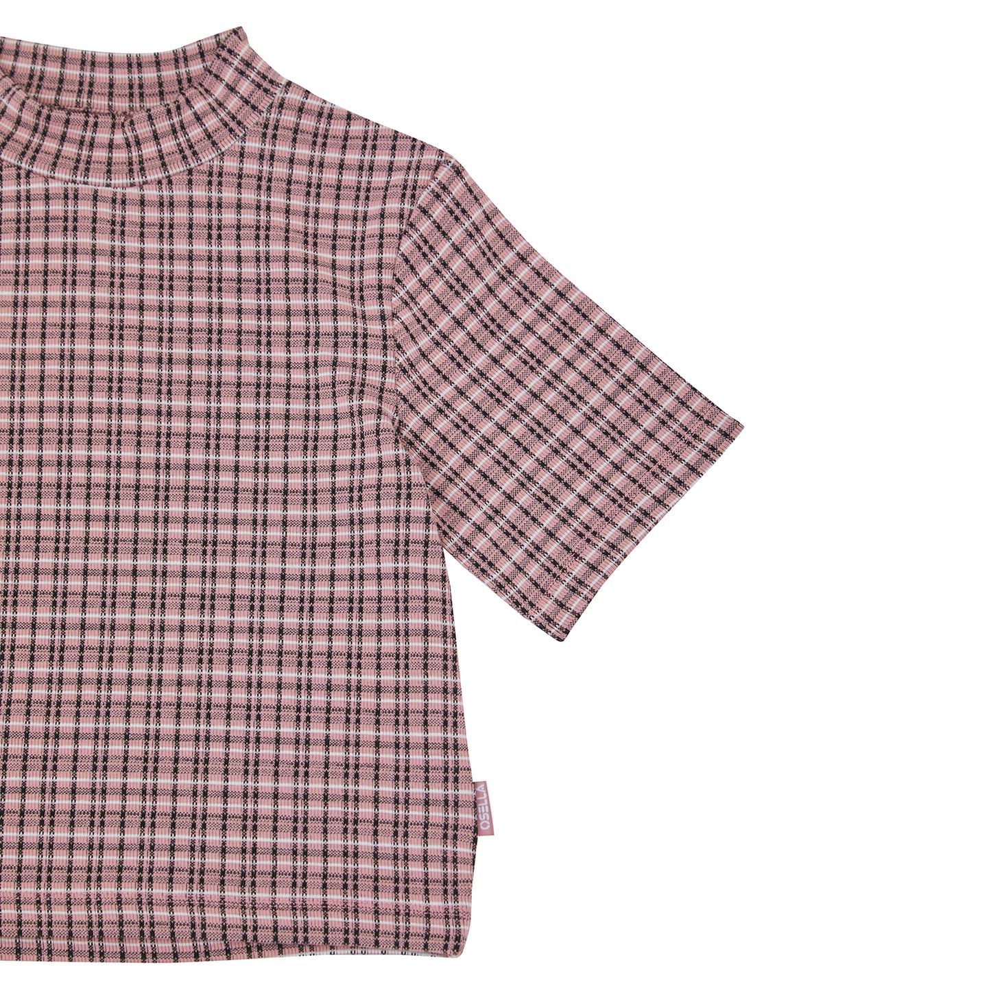 Osella Plaid Pattern Mock Neck T-shirt In Pink