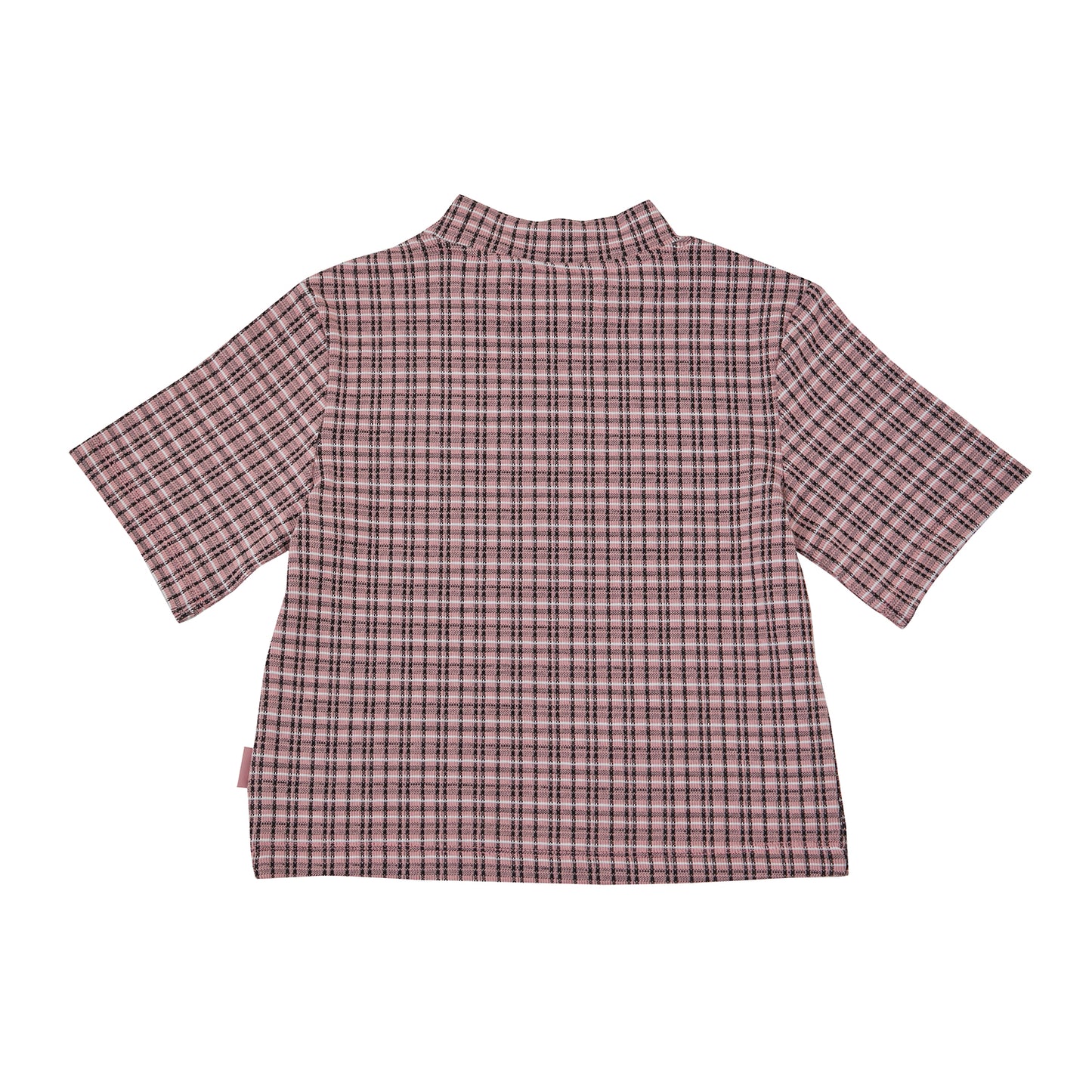 Osella Plaid Pattern Mock Neck T-shirt In Pink