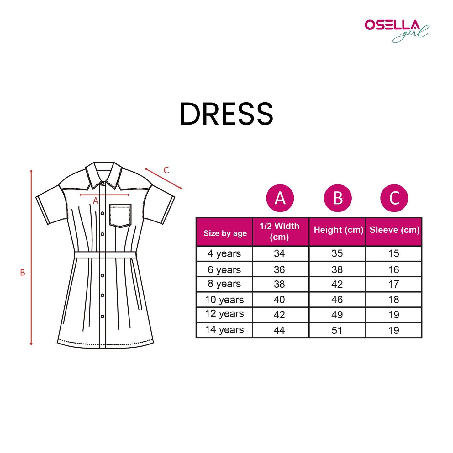 Osella Kids Girl Short Sleeve Denim Midi Dress in Light Blue Wash