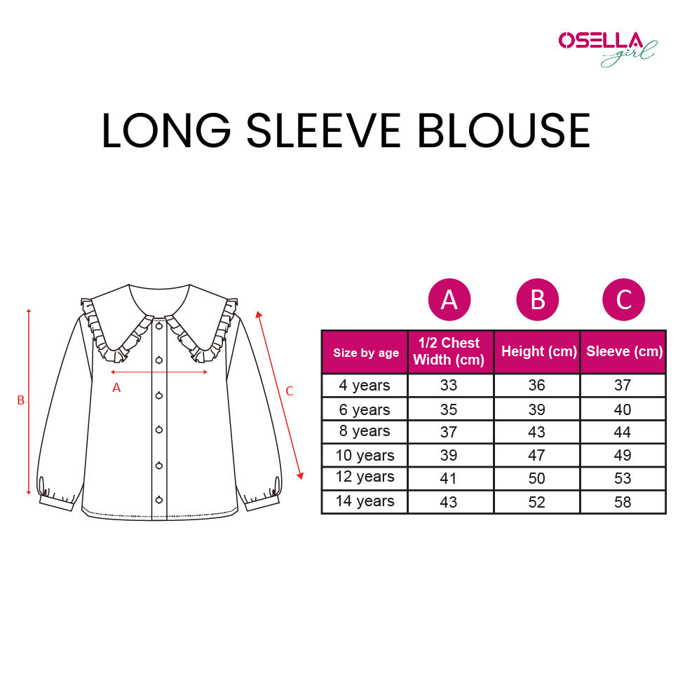 Osella Kids Long Sleeve Blouse With Round Collar In Pink